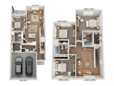 Floor plan for 4 beds, 2.5 baths, 1896 sqft